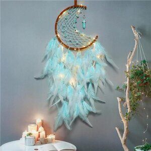 Dream Catcher with Fairy Lights with Feather